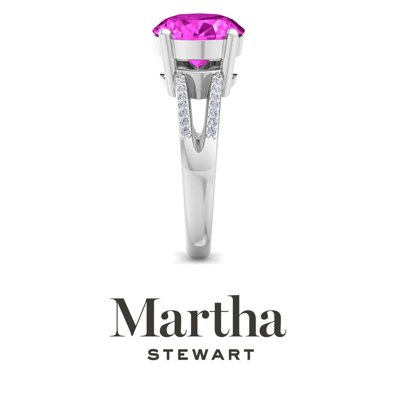 Martha Stewart 4 1/2ctw. Oval Pink Sapphire & Lab Grown Diamond Ring In Sterling Silver image number null